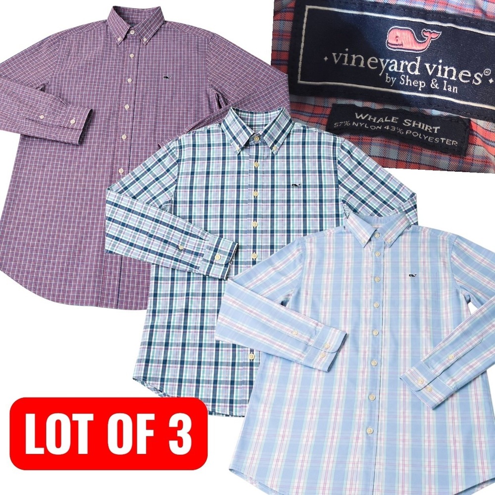 Vineyard Vines Button Down Shirts Mens Small LOT OF 3 Performance Whale Nylon S